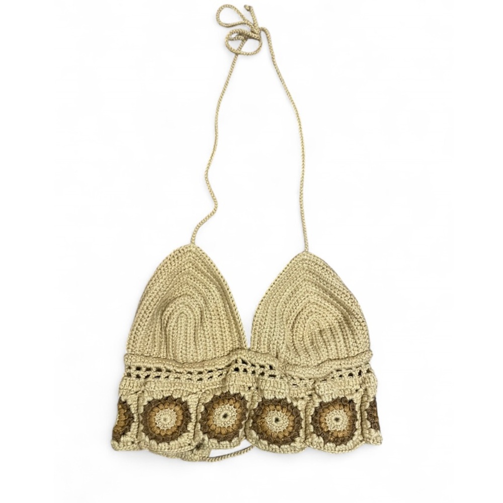 Handmade Crochet Top Beige and Brown